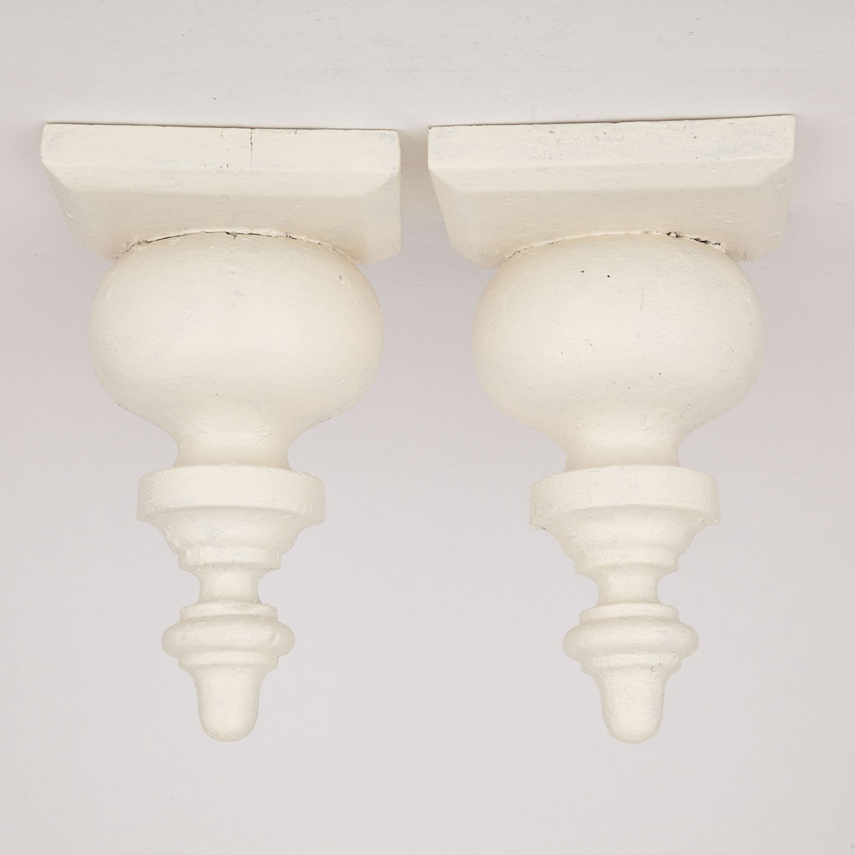 Pair of Turned and Painted Corbel Brackets, 19th century