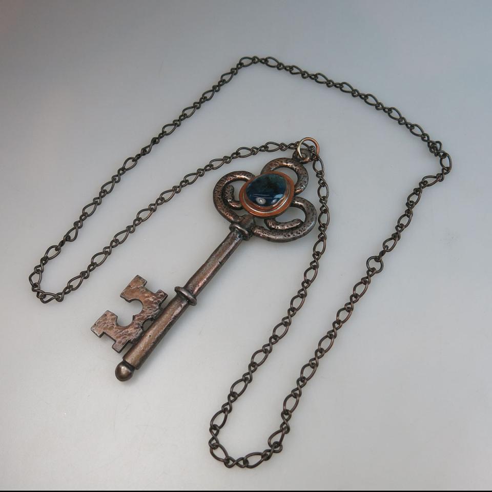 Rafael Canadian Copper And Metal Chain And Key Pendant