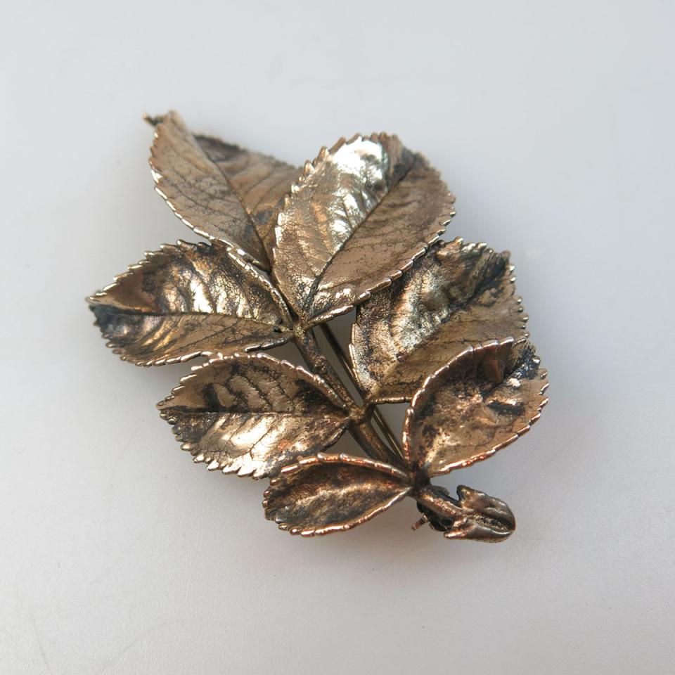 Ove Eriksen Danish Sterling Silver Leaf Shaped Brooch 