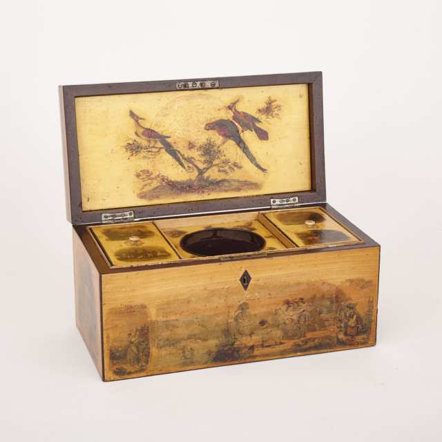 Large Regency Mauchline Ware Sycamore Tea Caddy, c.1820