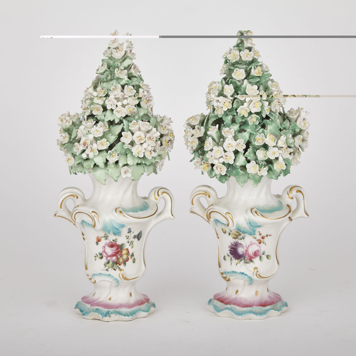Pair of Derby Rococo Flower Vases, c.1765
