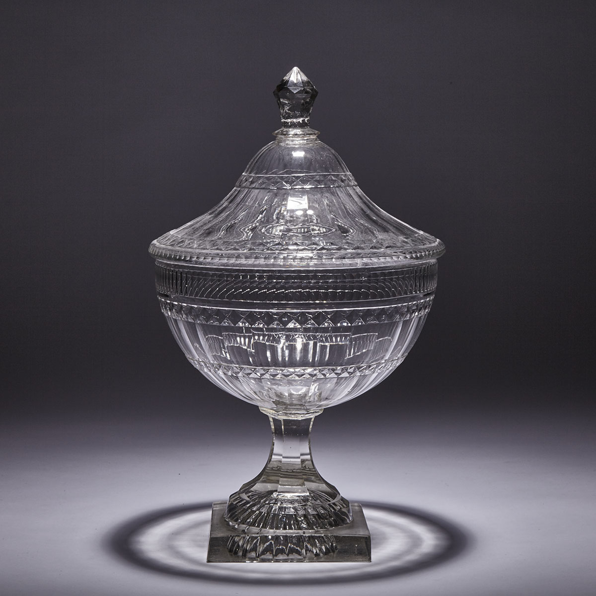 Anglo-Irish Cut Glass Footed Bowl and Cover, c.1800