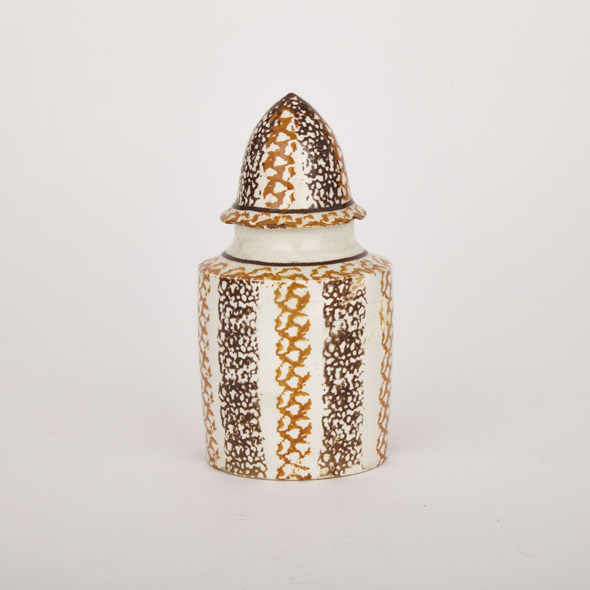 English Whieldon-Type Pearlware Tea Caddy and Cover,  c.1775-80