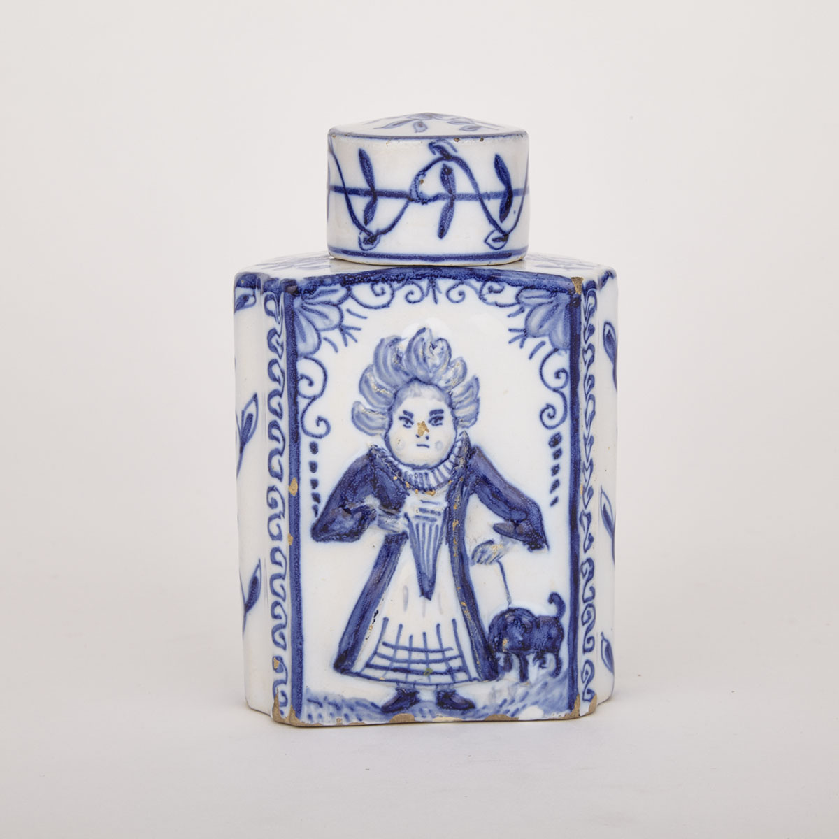 Dutch Delft Tea Caddy and Cover, c.1800