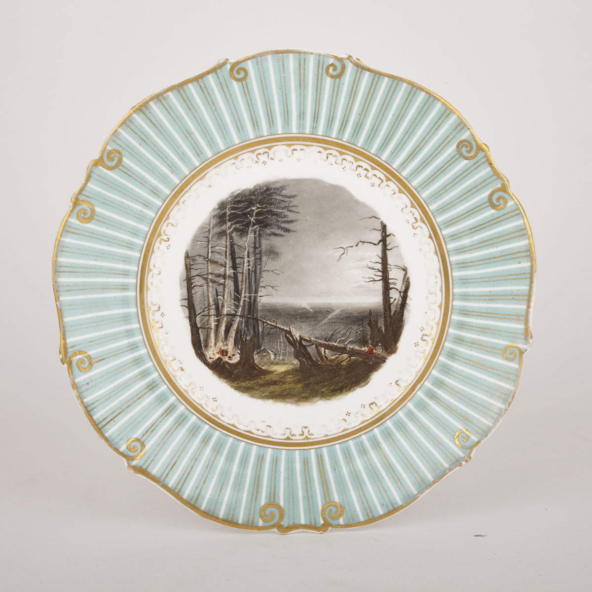 English Porcelain Lake Ontario Topographical Plate, mid-19th century