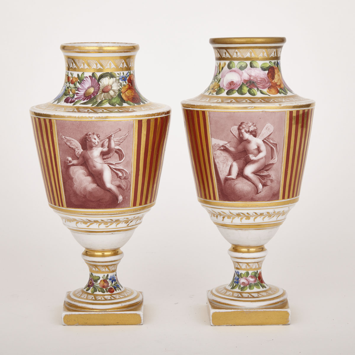 Pair of Coalport Vases, decorated by Thomas Baxter, dated 1802