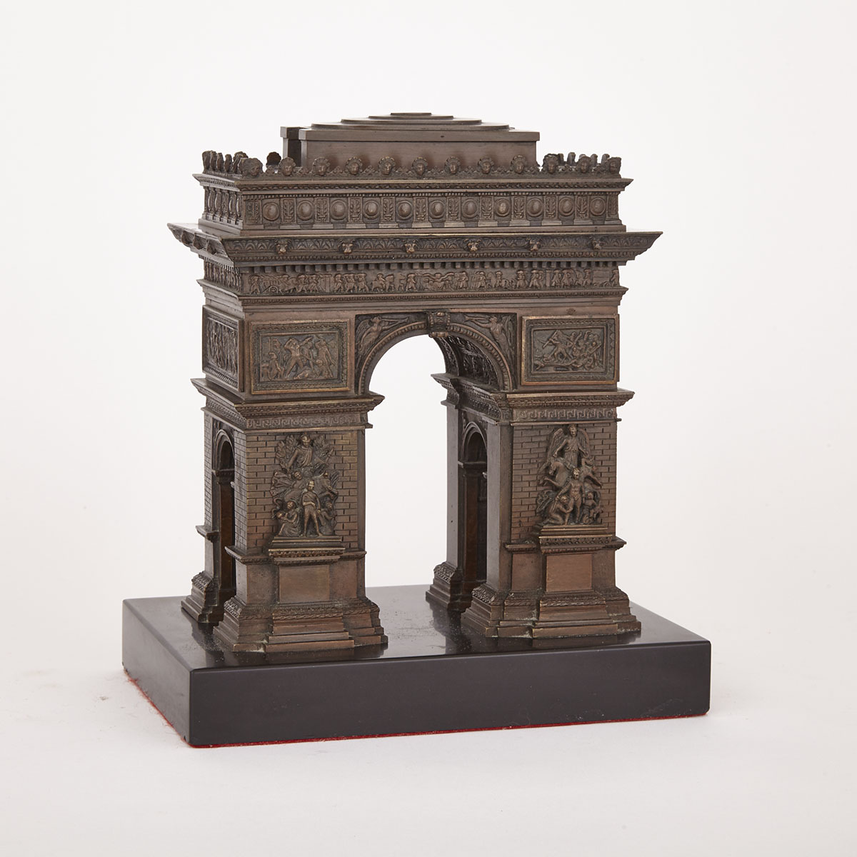 French Grand Tour Souvenir Bronze Model of the Arc de Triomphe, 19th century