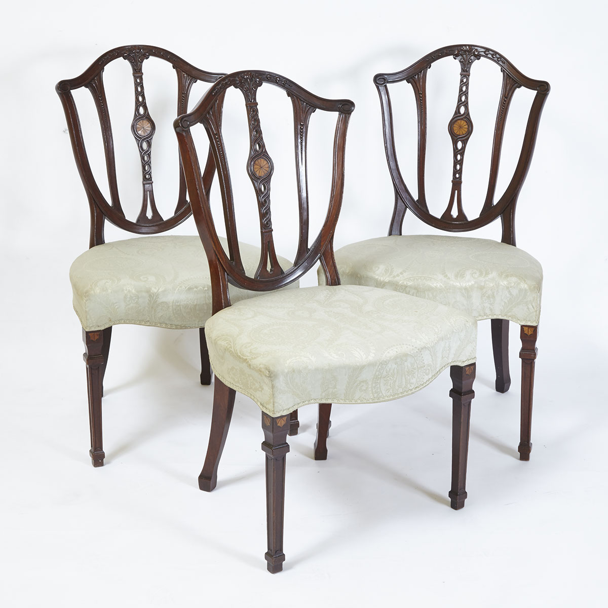 Set of Three Hepplewhite Style Mahogany Side Chairs, English, late 18th century