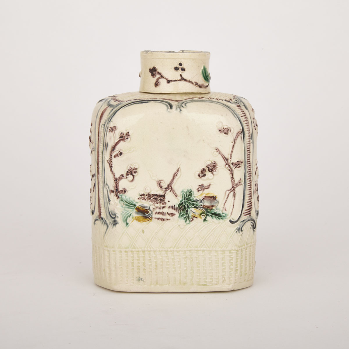 William Greatbatch Creamware Tea Caddy and Cover, c.1770
