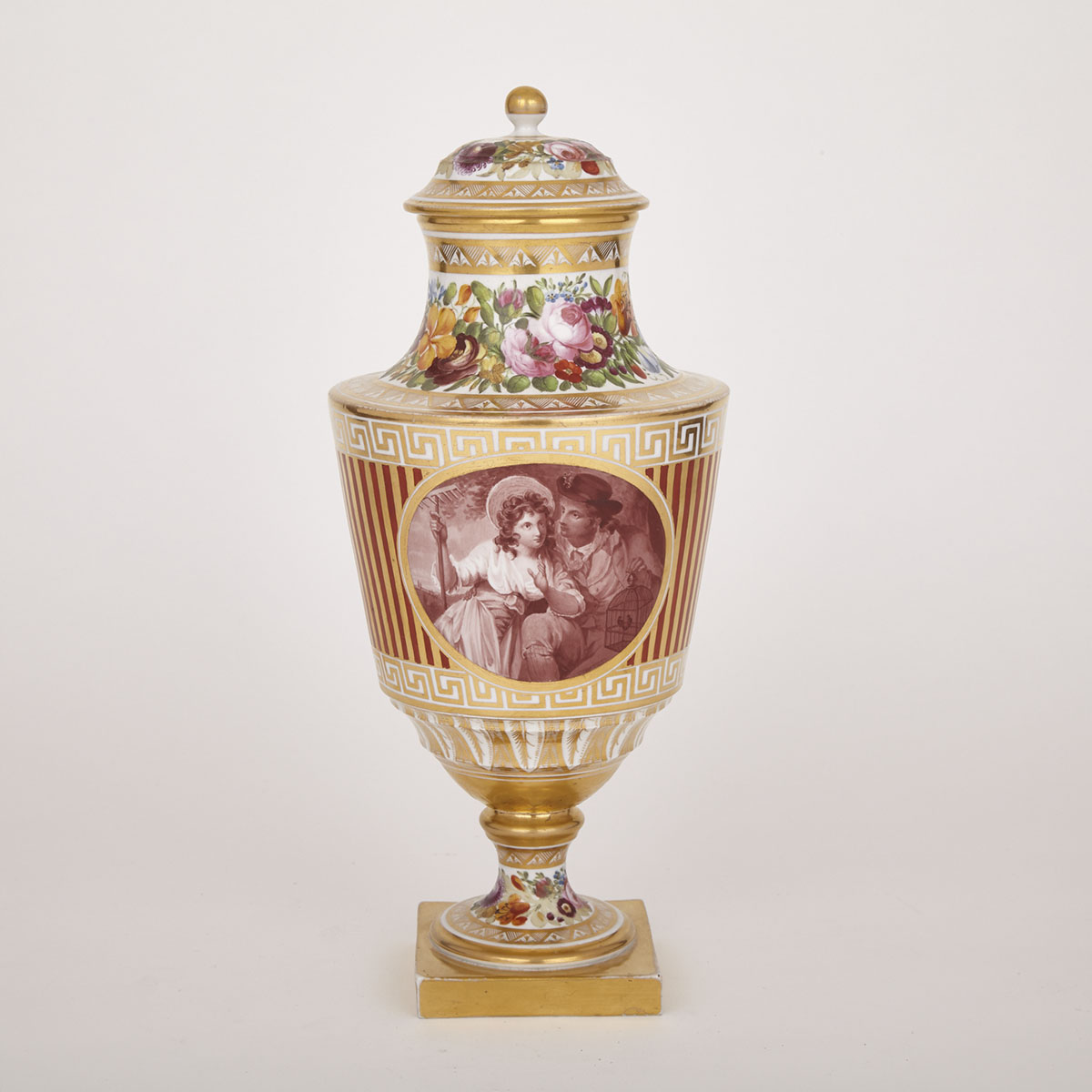 Coalport Vase and Cover, painted by Thomas Baxter, c.1802