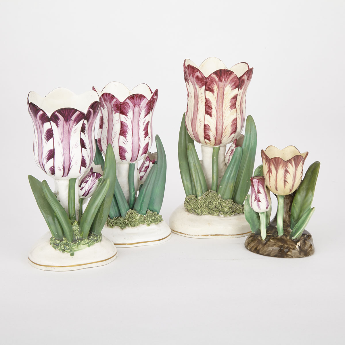 Four English Porcelain Tulip Vases, c.1830-40