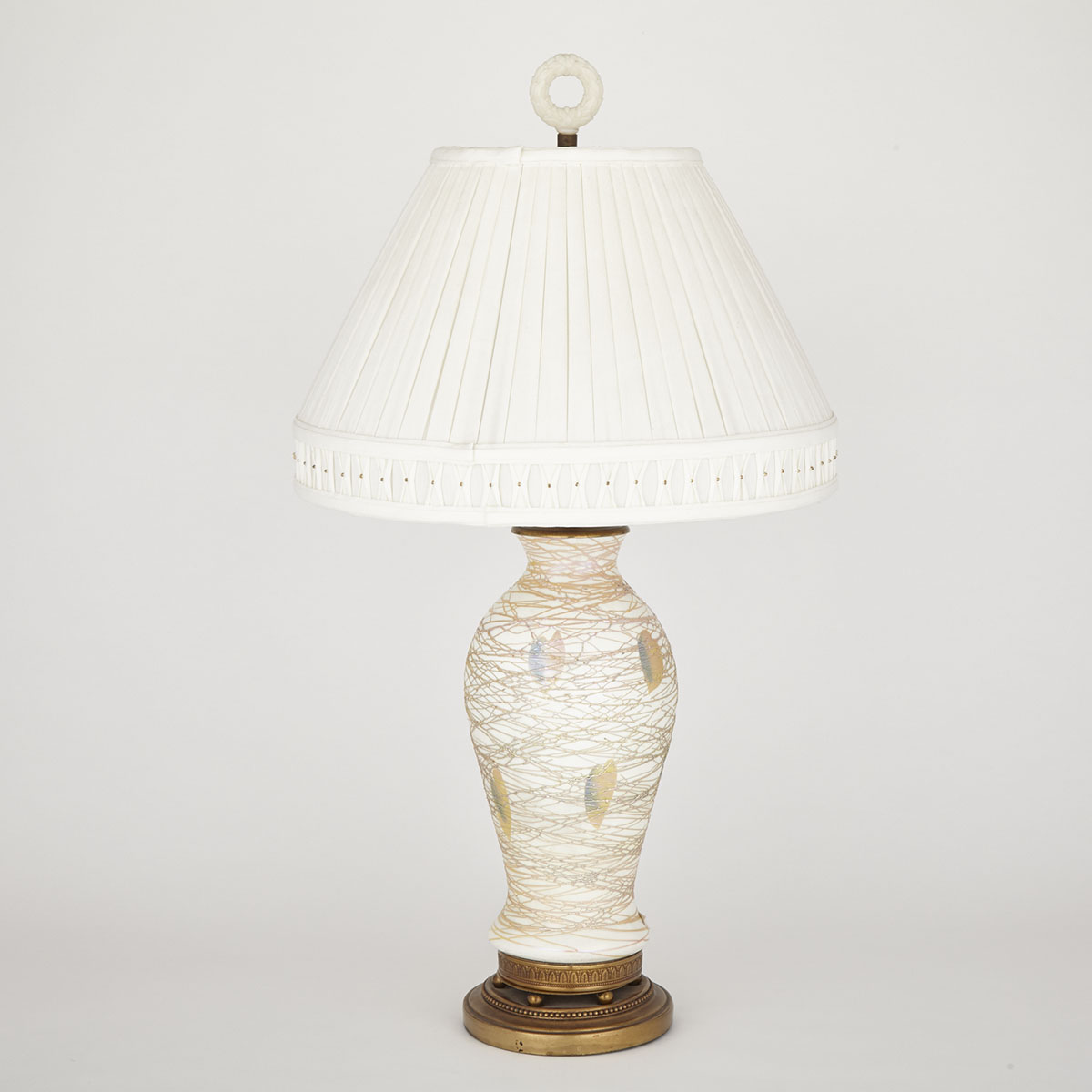 American Iridescent Glass Table Lamp, probably Durand, early 20th century