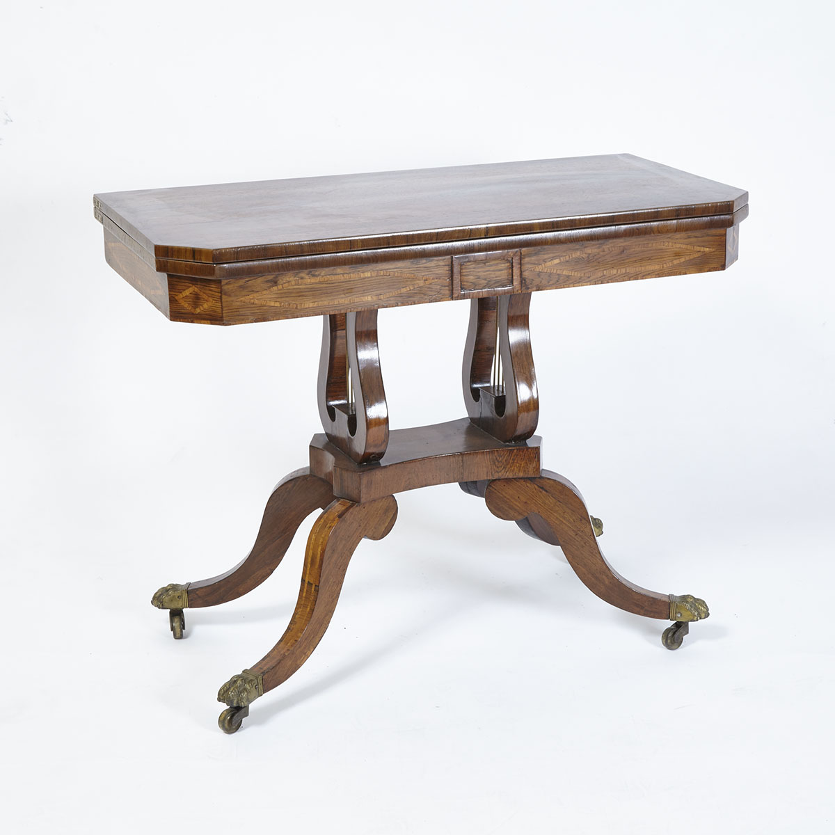 Regency Rosewood Fold Over Games Table, early 19th century