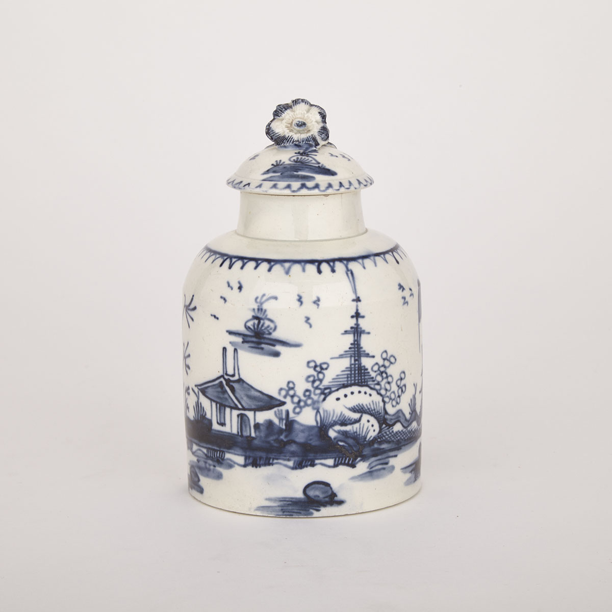 English Pearlware Tea Caddy and Cover, late 18th century