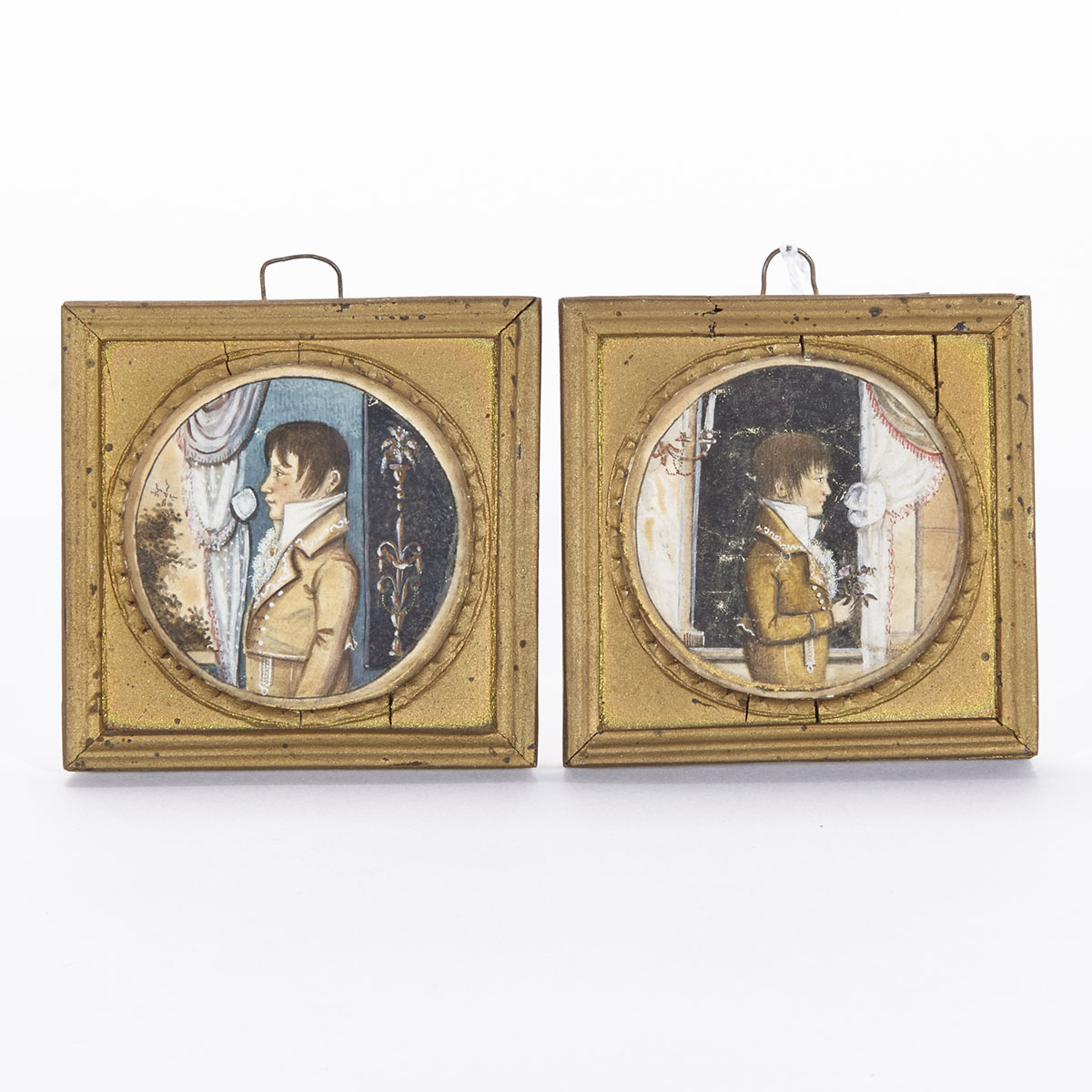 Pair of Scandinavian School Portriat Minitures of Frederik (Fritz) Verner Baron Rosenkrantz and Gottlob Emilius Georg Friedrich Baron Rosenkrantz, 1810