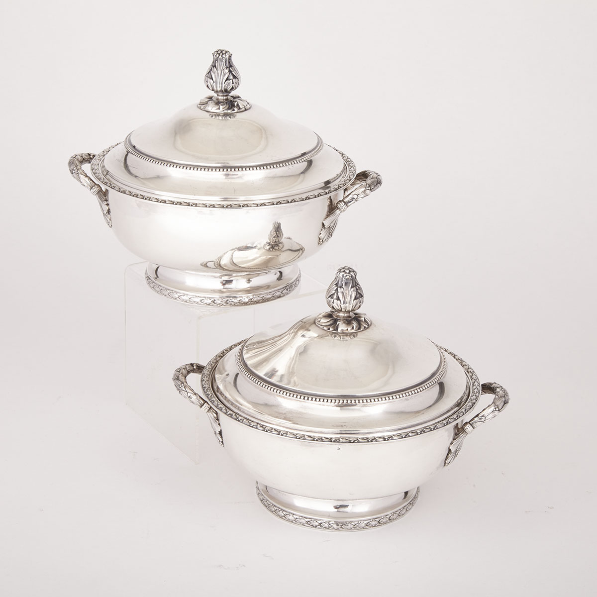Pair of French Silver Covered Tureens, Ernest Prost, Paris, 20th century