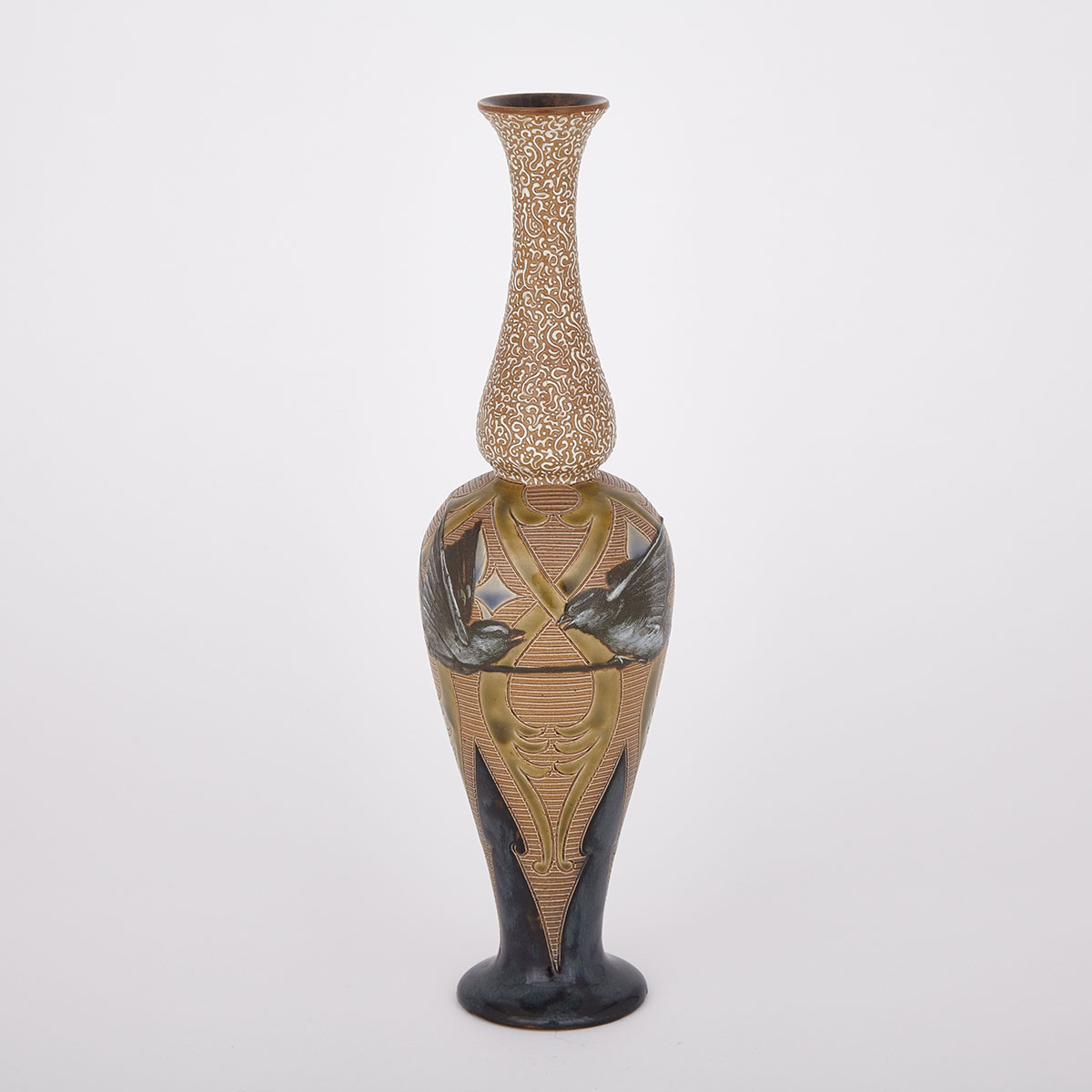 Doulton Lambeth Stoneware Pâte-sur-Pâte Vase, Florence Barlow, c.1895