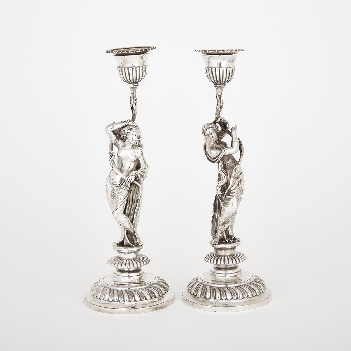 Pair of Victorian Silver Figural Table Candlesticks, Edwin Charles Purdie, London, 1895