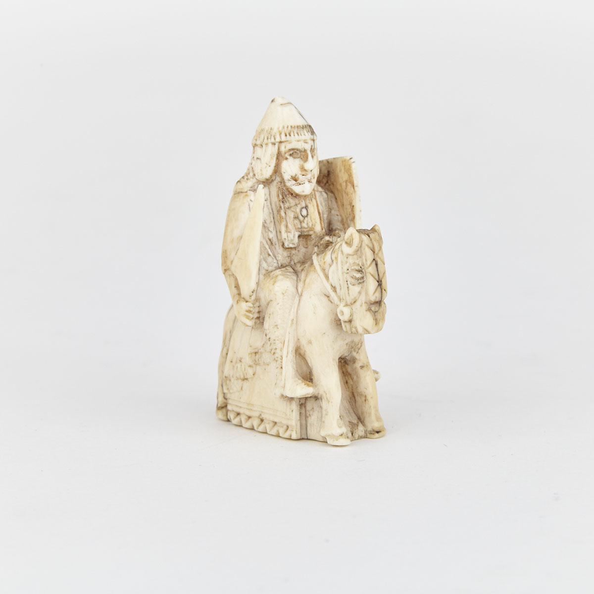 Scandinavian Carved Walrus Ivory Chess Piece, 17th century