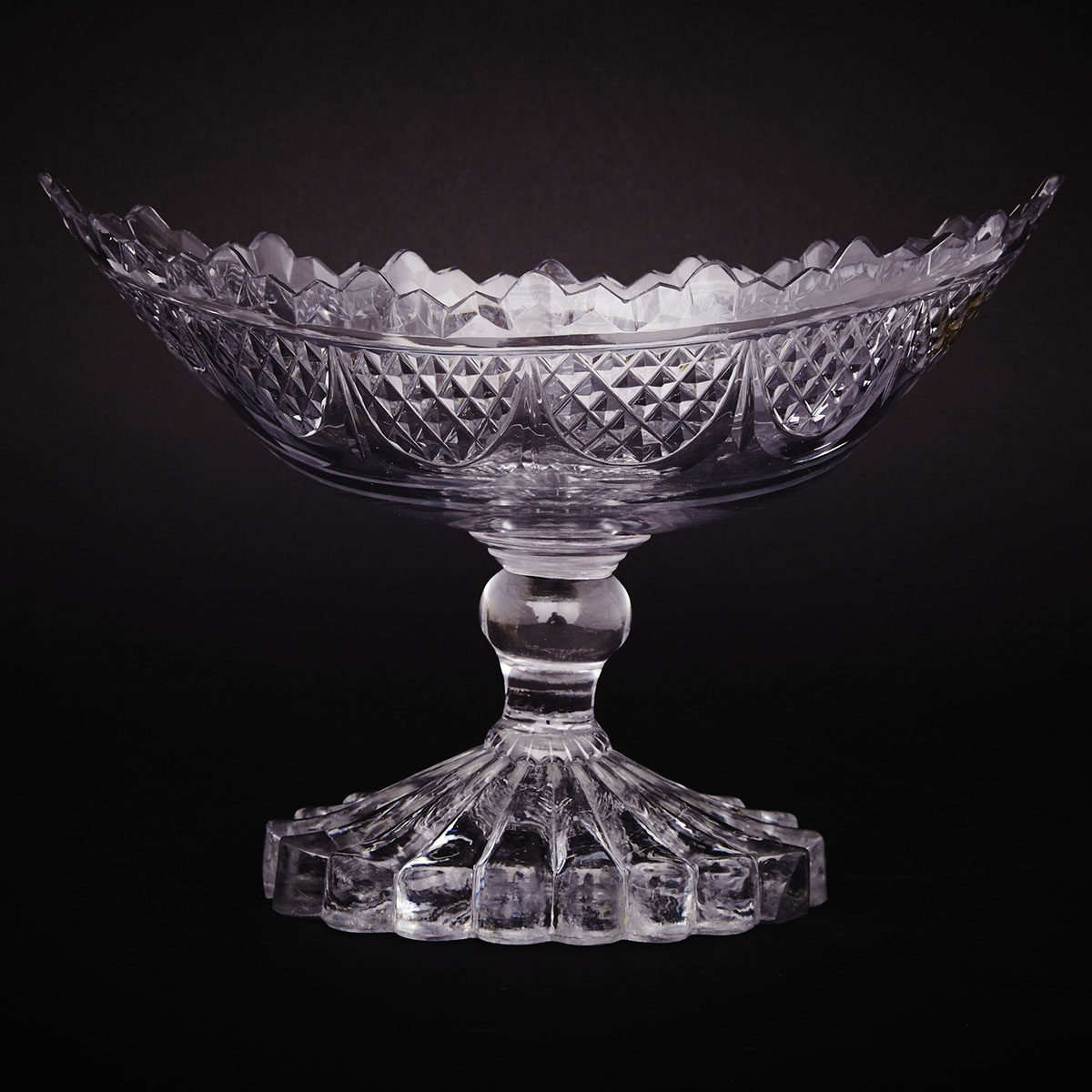 Anglo-Irish Cut Glass Oval Footed Bowl, c.1800