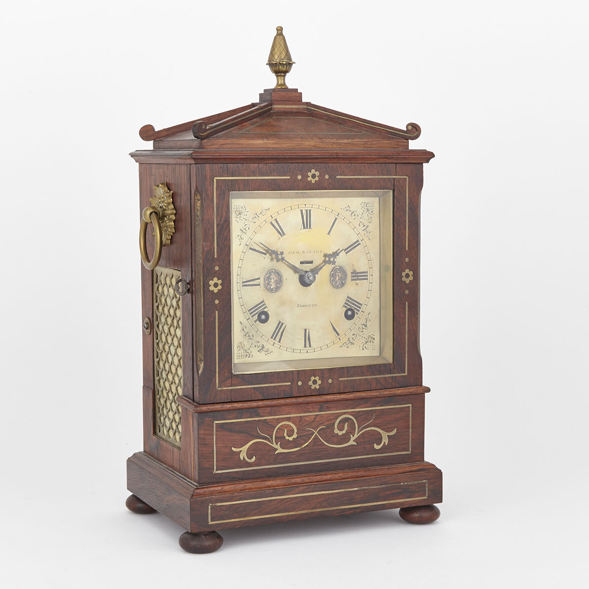 Canadian Regency Rosewood Bracket Clock, George Savage, Toronto, c.1830