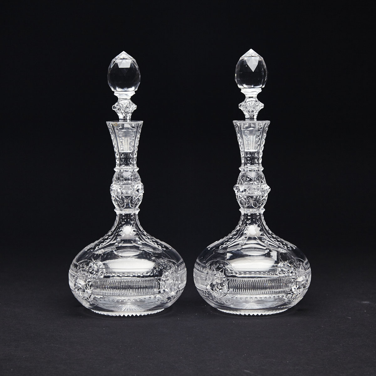 Pair of English Cut Glass Decanters, c.1865
