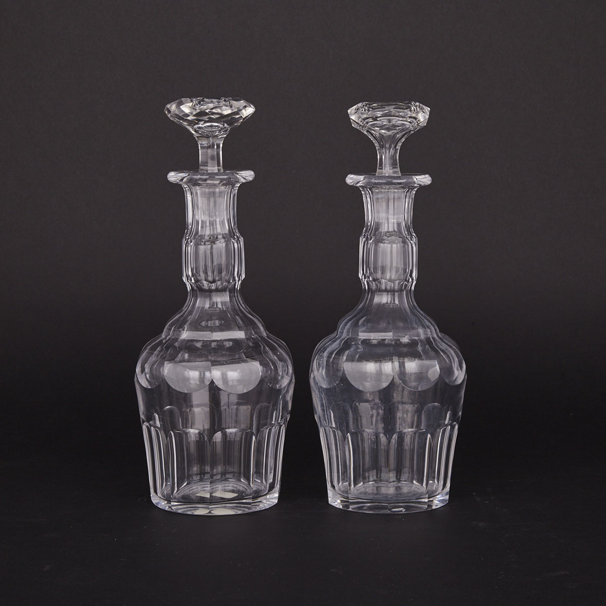 Pair of English Cut Glass Decanters, 19th century