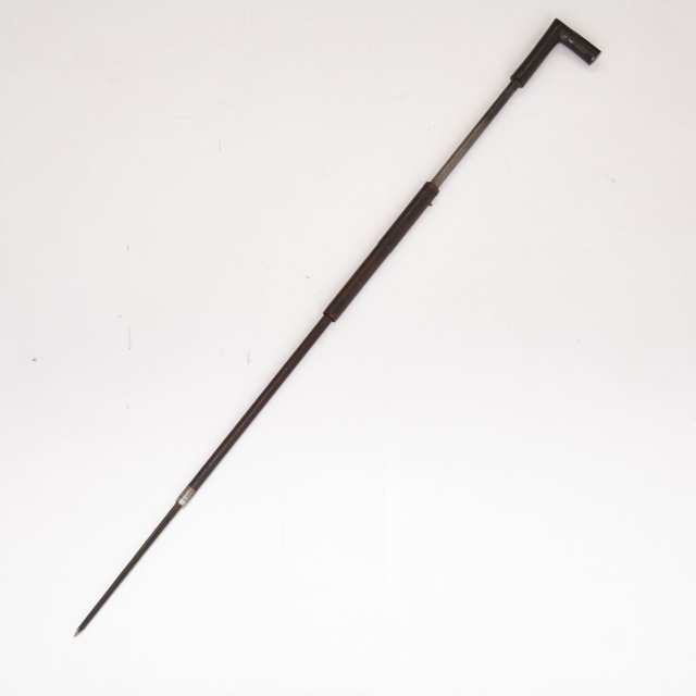 Victorian Elm and Horn Dagger Gadget Cane, 19th century