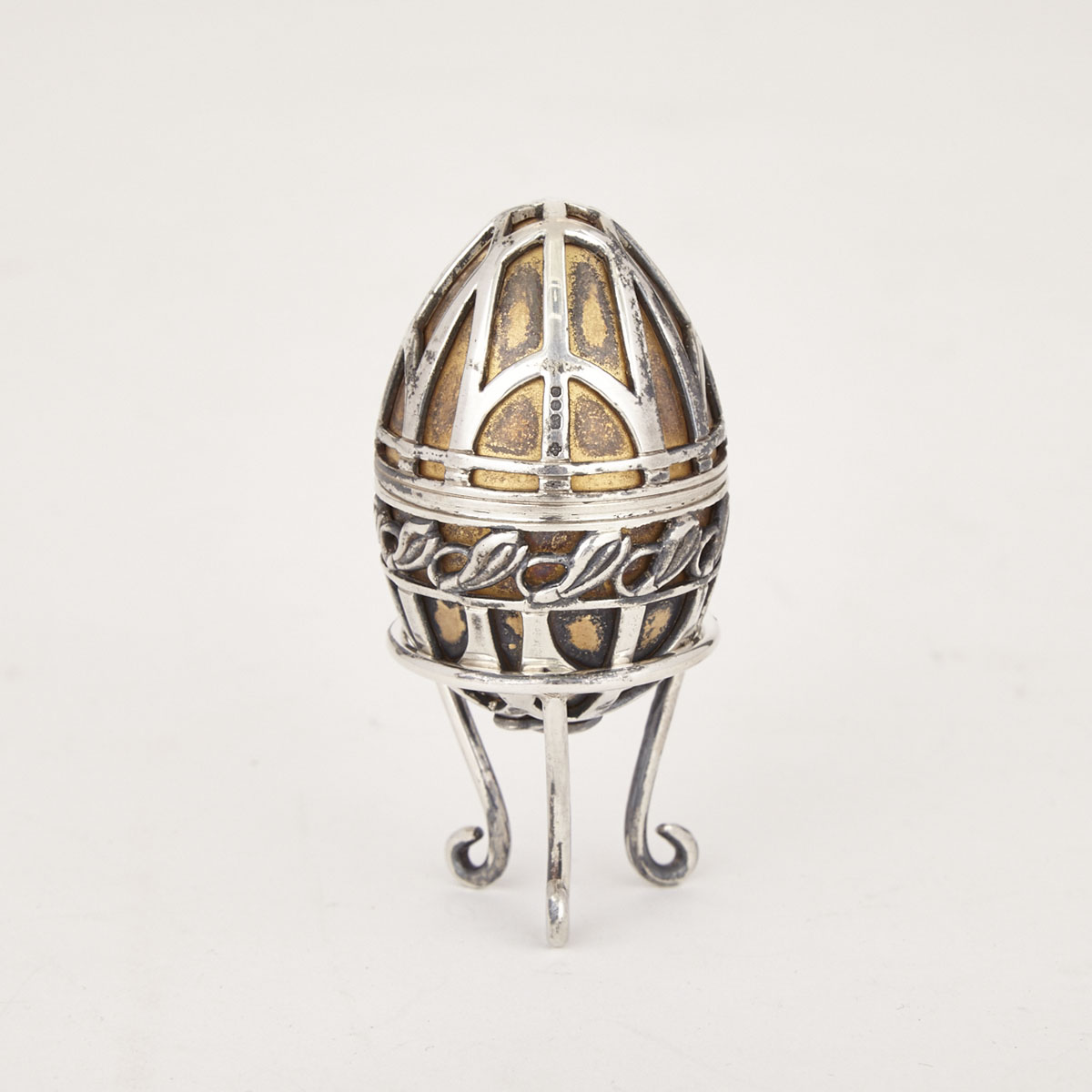 English Silver Parcel-Gilt Egg, St. James House Co., London, 1978