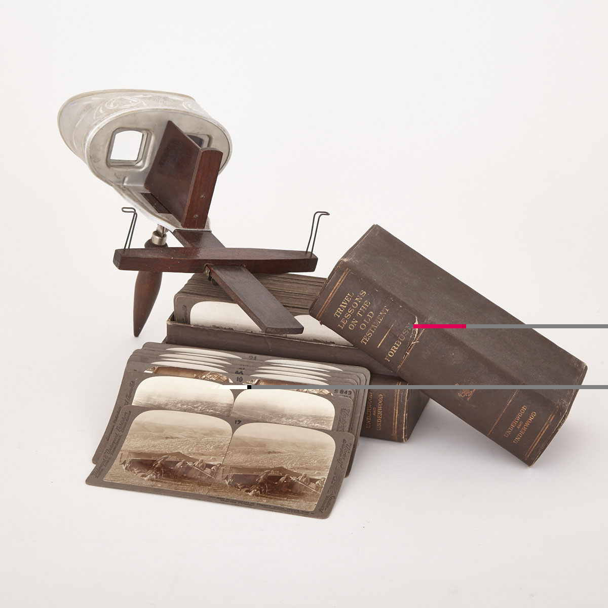 Underwood & Underwood Stereopticon Slide Viewer and Slides, c.1901