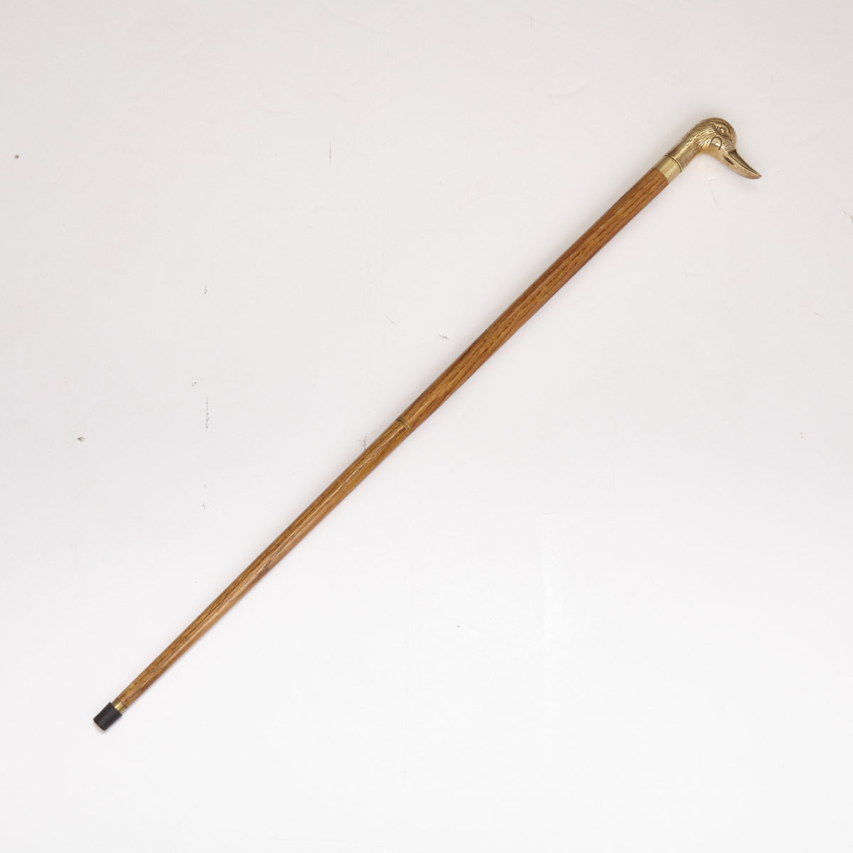 Contemporary Brass Mounted Oak Flask Gadget Cane, 20th century