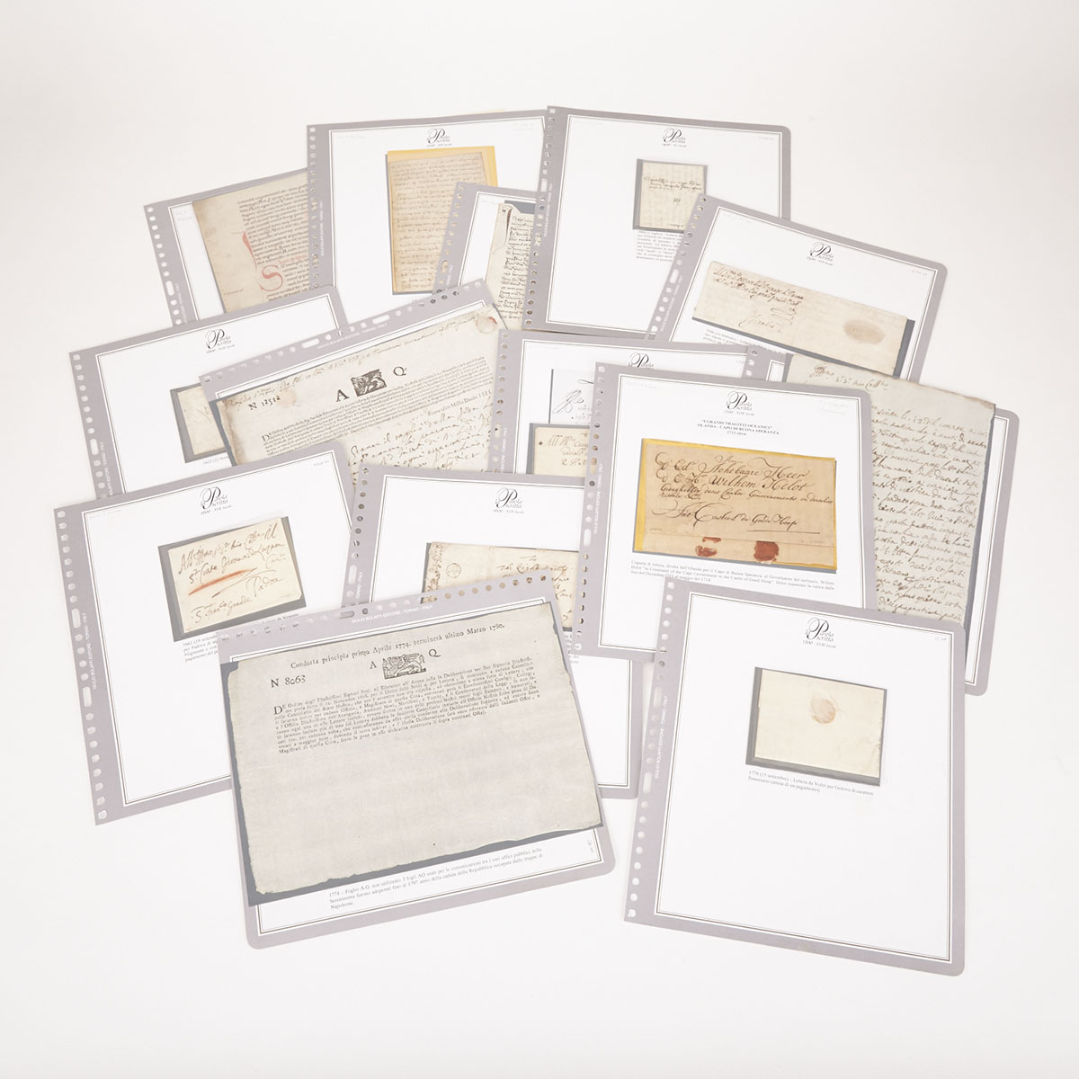 La Parola Scritta: Boxed Album of Fourteen Mostly Italian Documents, 12th Century to 18th Century