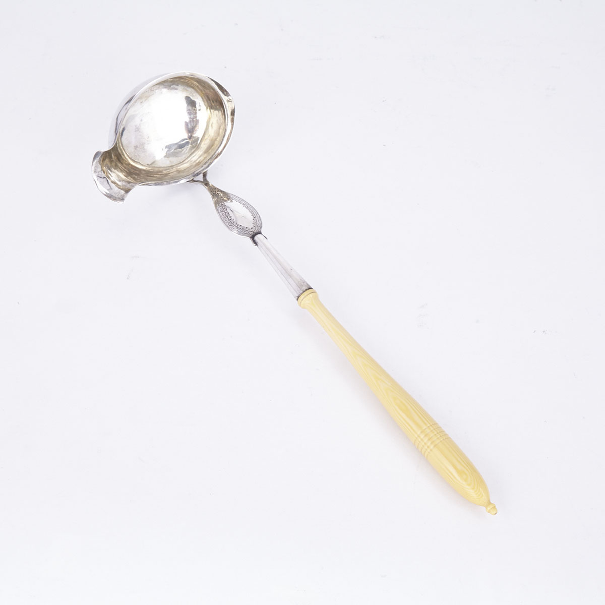 Continental Silver and Carved Ivory Ladle, probably German, 19th century