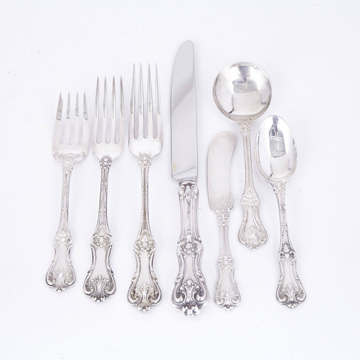 American Silver ‘Federal Cotillion’ Pattern Flatware Service, Frank W. Smith Silver Co., Gardner, Mass., early 20th century