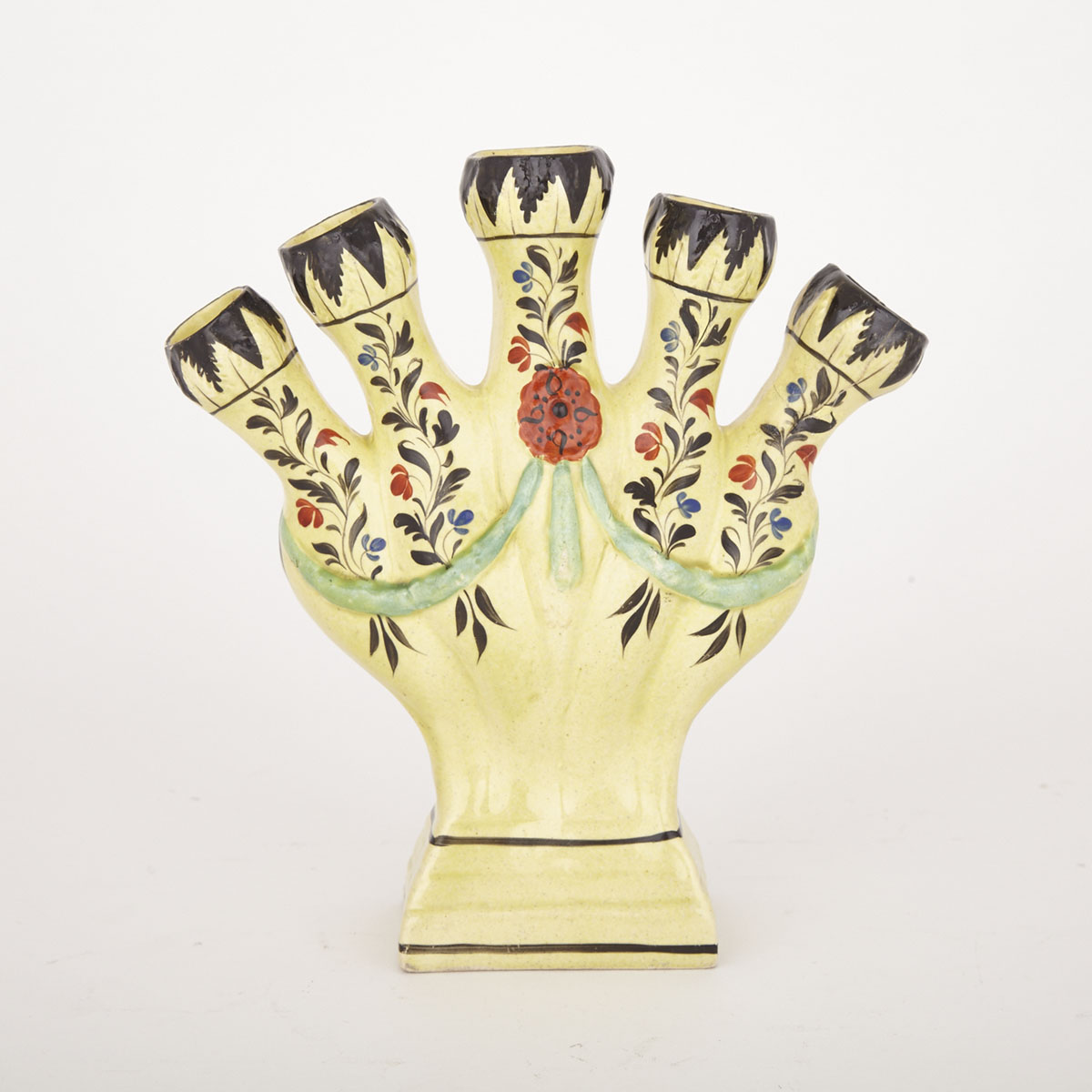 English Yellow Ground Quintal Vase, 19th century