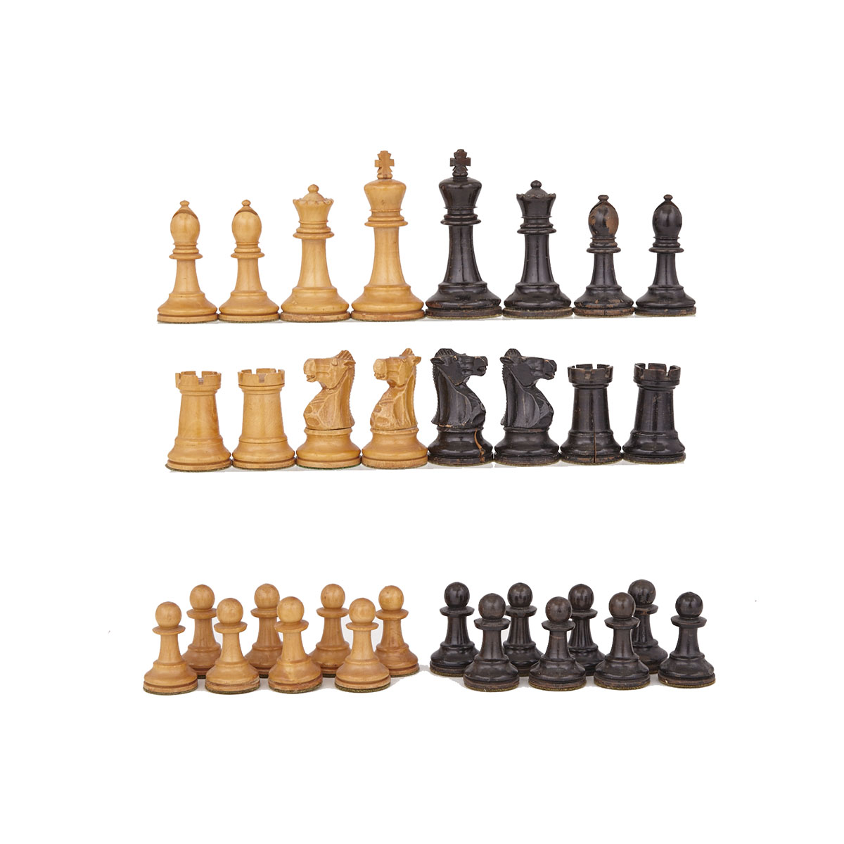 Jaques of London Boxwood and Ebonized Wood Staunton Pattern Chess Set, 19th/early 20th century