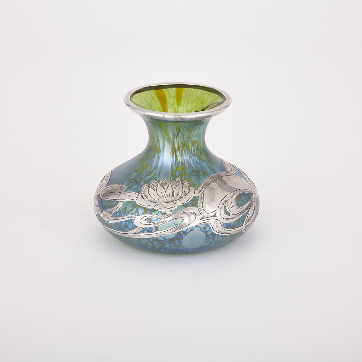 Loetz Silver Overlaid ‘Papillon’ Glass Vase, c.1900