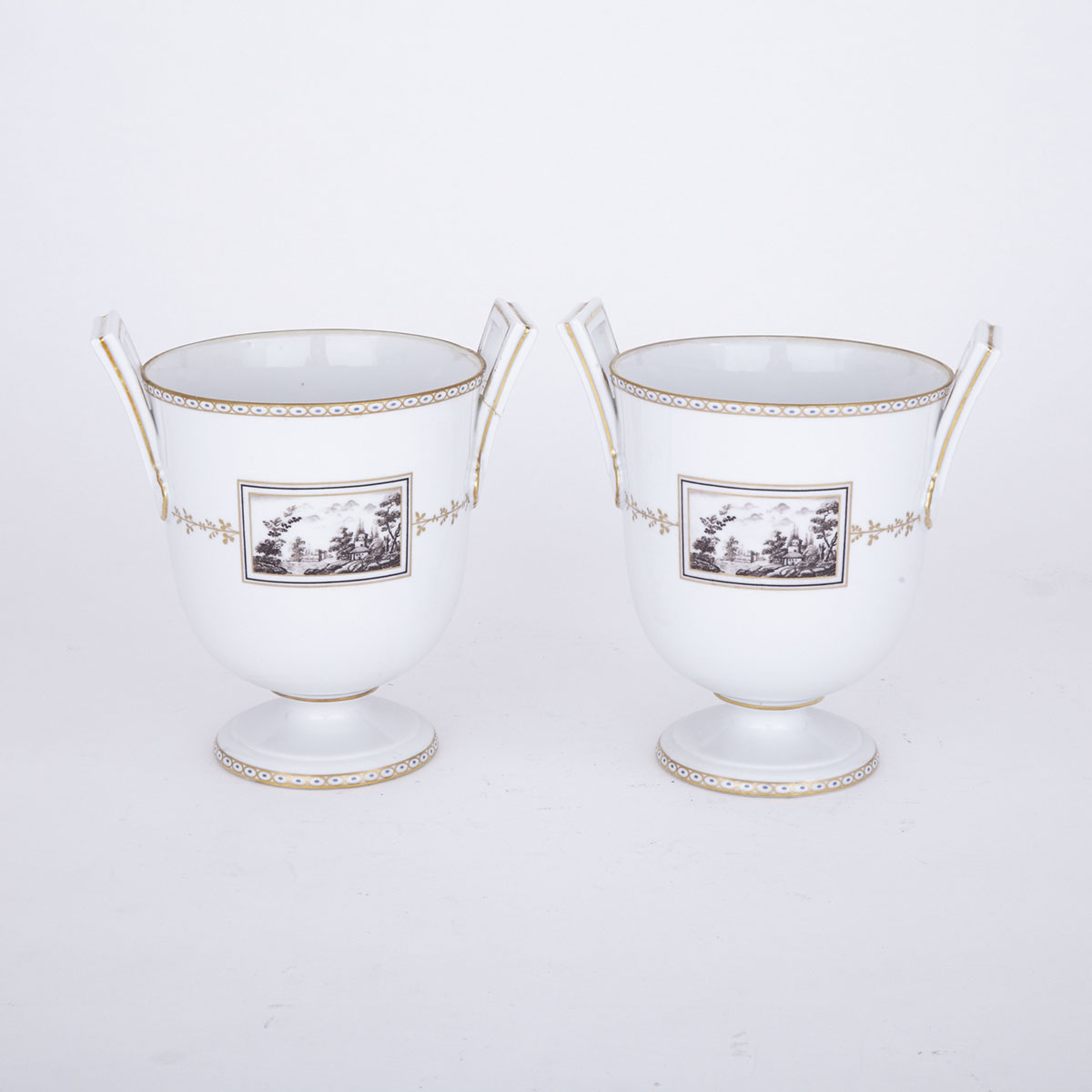 Pair of Richard Ginori Two-Handled Vases, 20th century