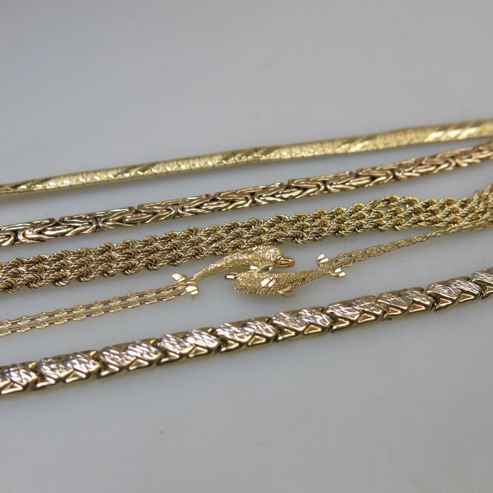 2 x 14k & 3 x 10k Yellow Gold Bracelets
