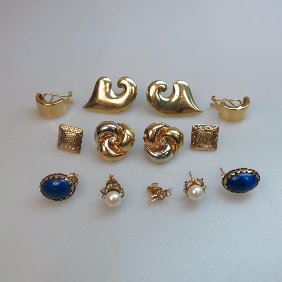 7 Various Pairs Of Gold Earrings