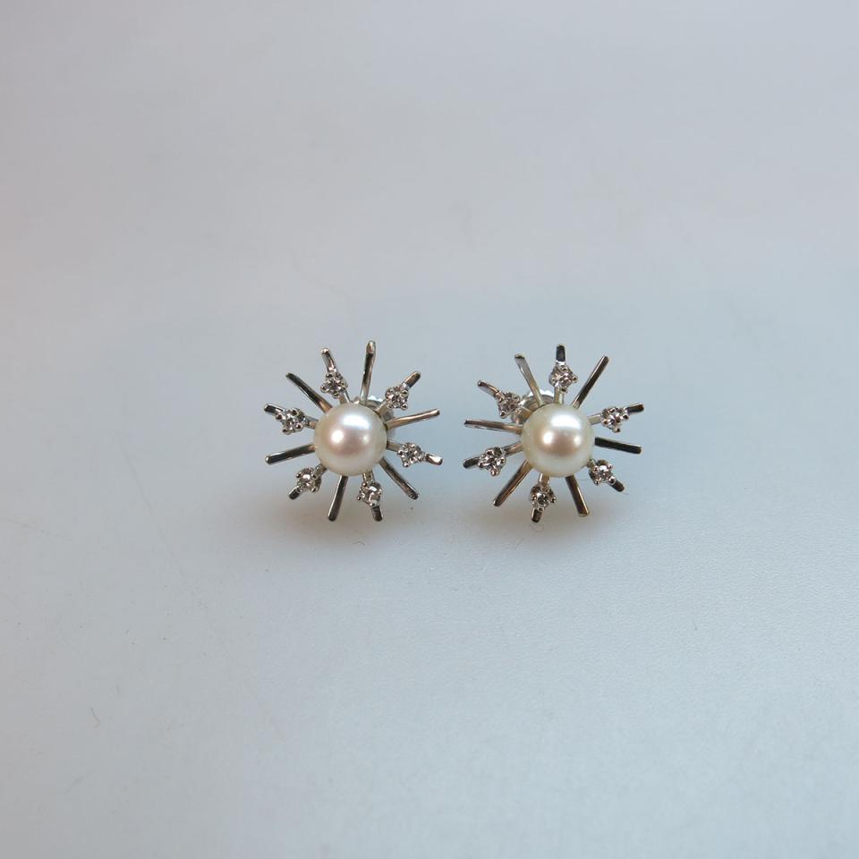 Pair Of 10k White Gold Button Earrings