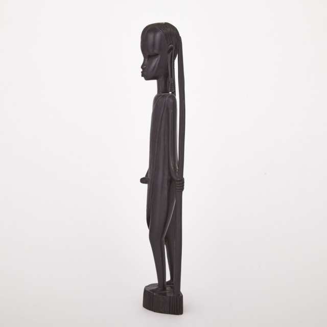 Dark Stained Carved Wood Female Figure, East Africa, c.  1960