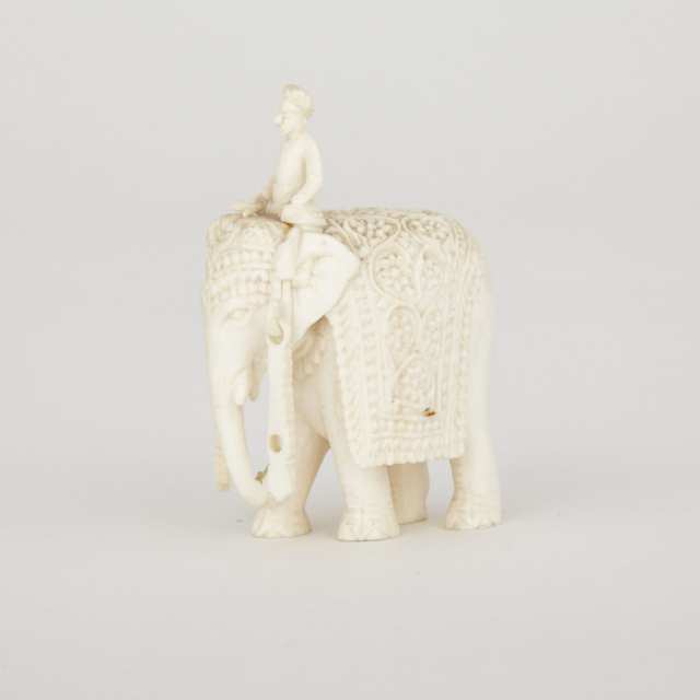 Carved Indian Ivory Figure of an Elephant, C. 1940