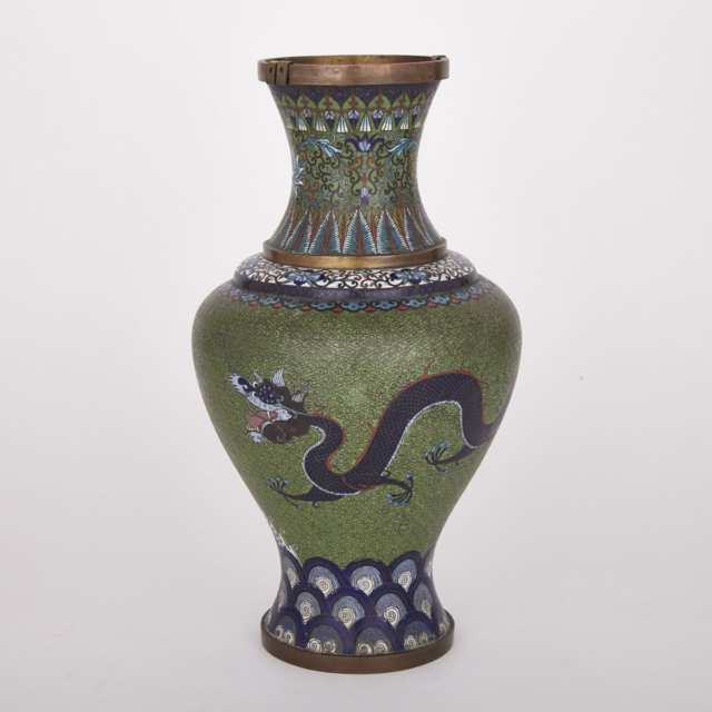 Canton Dragon Cloisonne Vase