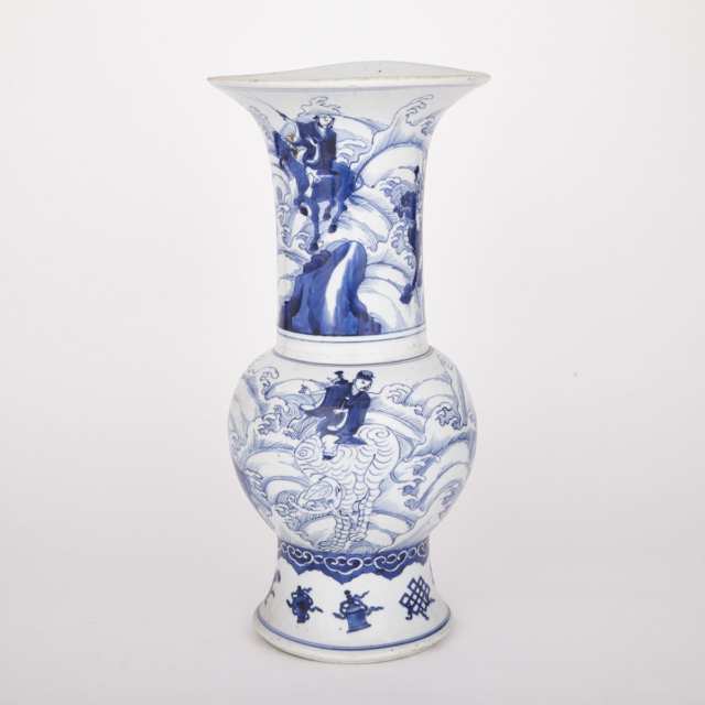 Blue and White Vase, Gu, 19th Century