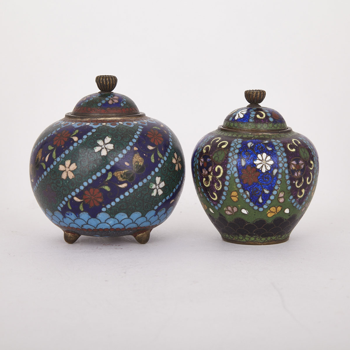 Two Small Cloisonne Covered Vessels