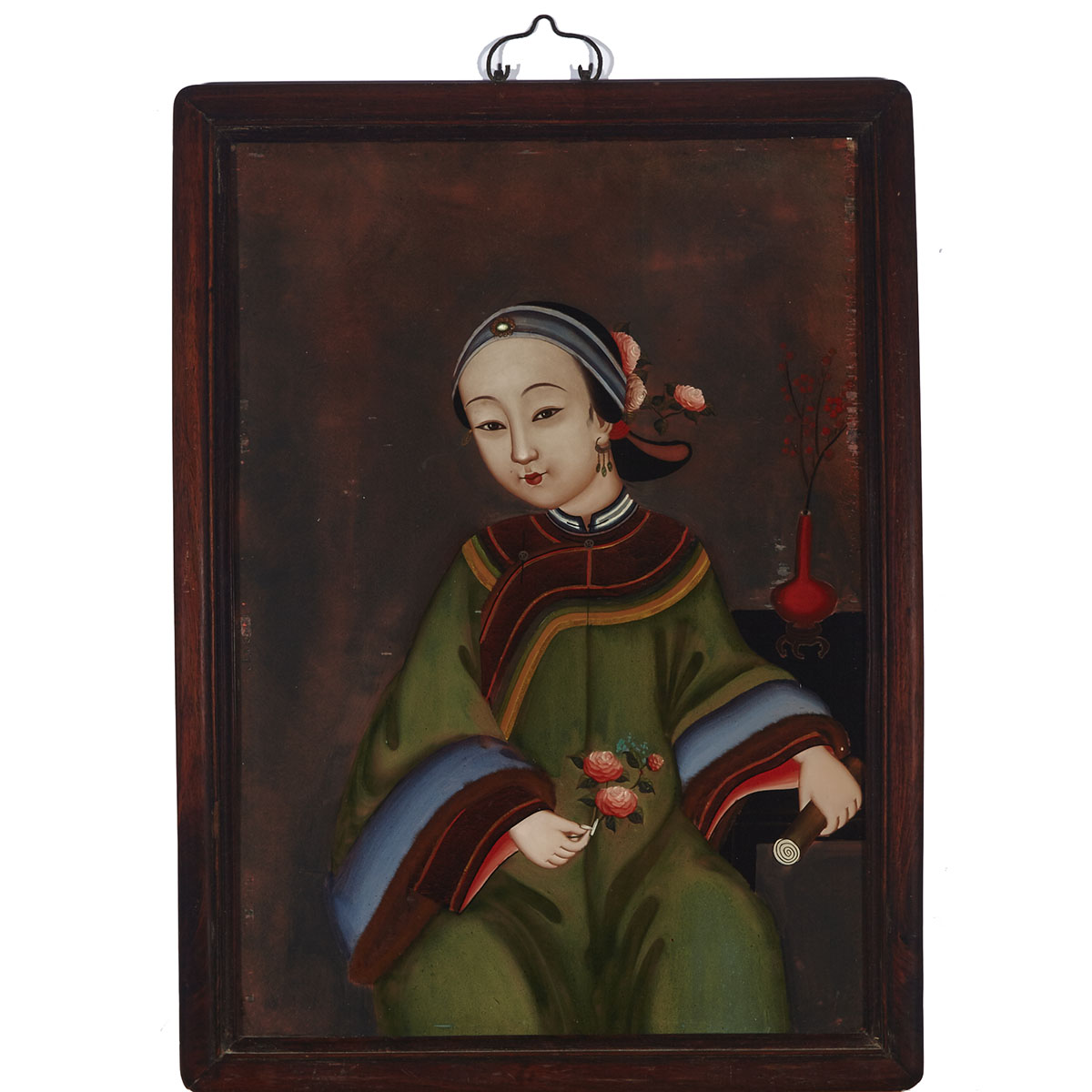 Chinese Export Reverse Glass Painting, 19th Century 