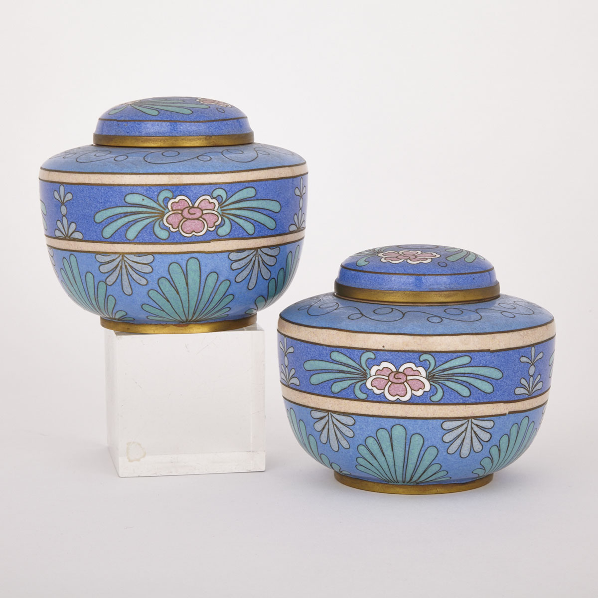 Pair of Japanese Cloisonne Covered Jars