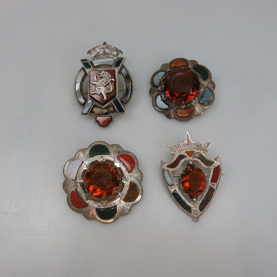 Four Various Silver Brooches