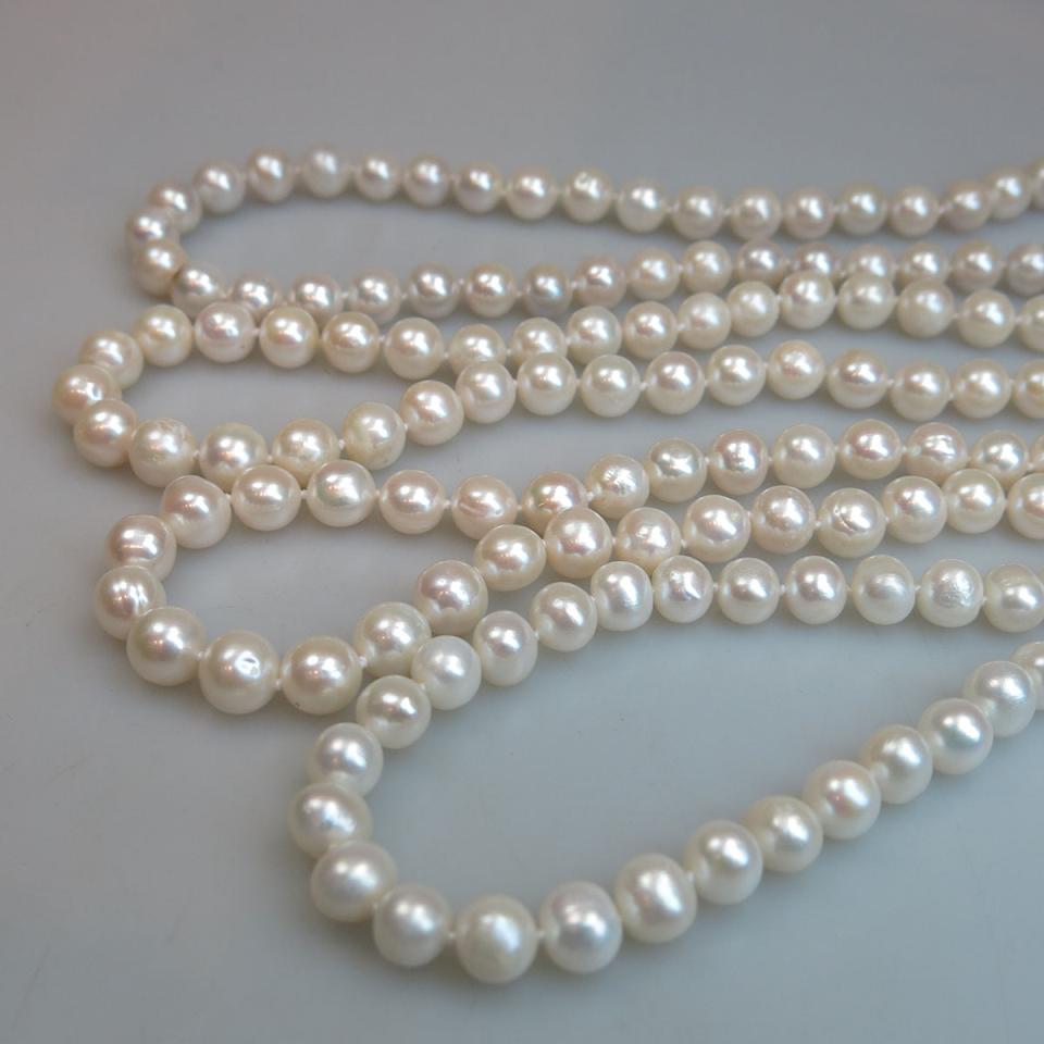 4 Single Strand Freshwater Pearl Necklaces